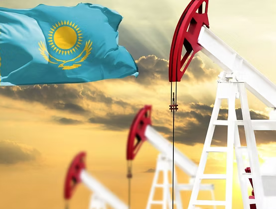 Oil Rig with Kazakhstan Flag